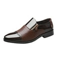 thumbnail image 3 of Men Dress Shoes Slip on Footwear Men Formal Shoes for Career Office Wedding Brown with Holes 44, 3 of 8