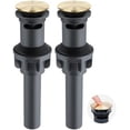 thumbnail image 2 of 2Pack Pop Up Sink Drain with Overflow, Bathroom Sink Stopper for Vessel Sink, Push and Seal Vessel Sink Drainer Stopper, Anti-Clogging Strainer, Gold, 2 of 2