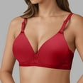 thumbnail image 2 of Bras for Women,Full Coverage Wireless Bras Plus Size Support Comfort Non Padded Breathable Soft Cup Everyday Wear,Sports Bras for Women,Red,40, 2 of 5