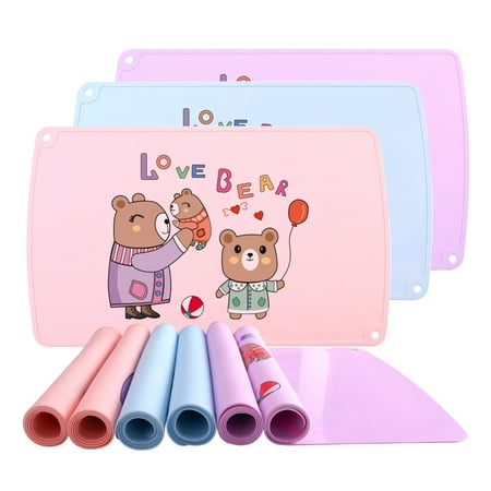 

chaolangshun 50x30cm Cute Donkey Owl Heat Spill Proof Silicone Kids Placemat Dining Food Mat