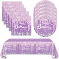 thumbnail image 1 of 41Pcs Purple Birthday Tableware Set for Happy Birthday Table Decorations Purple Theme Birthday Dessert Plates Napkins Tablecloths for 20 Guests, 1 of 5