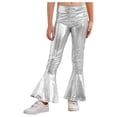 thumbnail image 4 of iixpin Girls Hip Hop Jazz Dance Outfits Kids Sequin Stage Performance Crop Tops with Flared Hem Pants Set Silver 10, 4 of 7
