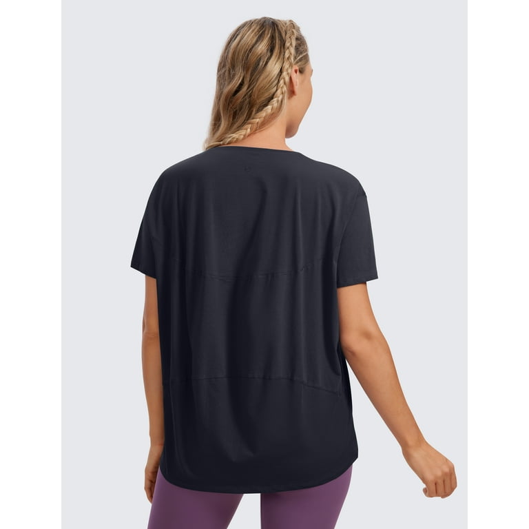 CRZ YOGA Women's Pima Cotton Short Sleeve Workout Shirt Yoga T