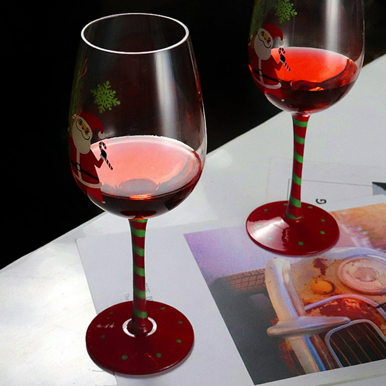 Set of 2 Stemless Christmas Wine Glasses Santa's Sleigh - Christmas Ch –  Gute Decor