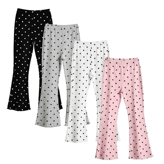 HAWEE Girls Flare Leggings 2-14 Years High-Waisted Bell Bottom Yoga Pants, Soft Cotton Dance Tights, 4 Pack Toddler to Teen Flared Pants