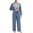 thumbnail image 2 of MINTREUS Men's Pajama Set Lightweight Sleepwear Long Sleeve Shirts and Bottoms Soft Comfy Pjs with Pockets, 2 of 6
