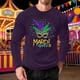 thumbnail image 1 of Ceisia Men's Mardi Gras Mask & Feather Print Waffle Knit Crew Neck Long Sleeve T-Shirt Gift, 1 of 5