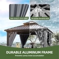 thumbnail image 4 of Uforic 10x10ft Double Roof Hardtop Gazebo, Outdoor Heavy Duty Galvanized Iron Aluminum Frame Garden Gazebo W/ Netting and Gray Curtains,for Garden, Patio, Lawns,Black, 4 of 8