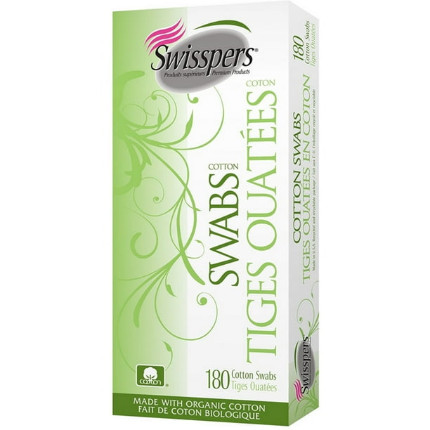 Swisspers Organic Cotton Swabs On Wood Sticks, 180 Ct