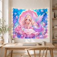 thumbnail image 5 of Mermaid on Shell Throne with Underwater Fantasy, Whimsical Illustration for Kids & Teens, Sea Life Art Decor, Birthday Gift, Tapestry Wall Hanging for Bedroom and Nursery, 5 of 7