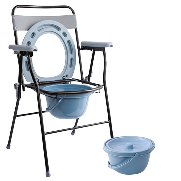 Silla Comodo 3 en 1 con Asiento para Inodoro Soporta hasta 110 Kg | Silla para Baño Adulto Mayor Plegable| Taza de baño