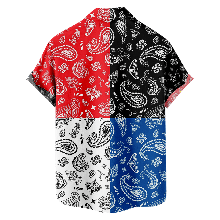  Blue Paisley Bandana Men's Short Sleeve Loose Fit