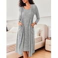 thumbnail image 2 of Ekouaer Womens Knit Robe Set 2 Piece Nightgown with Robes Long Sleeves Lounge Sets with Pockets, 2 of 6
