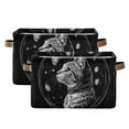 thumbnail image 2 of WOBOGO Cat Black Universe Pattern Square Storage Basket with Waterproof Canvas and PE Lining Durable PU Leather Handles 14.2×10.2×8.3in, 2 of 9