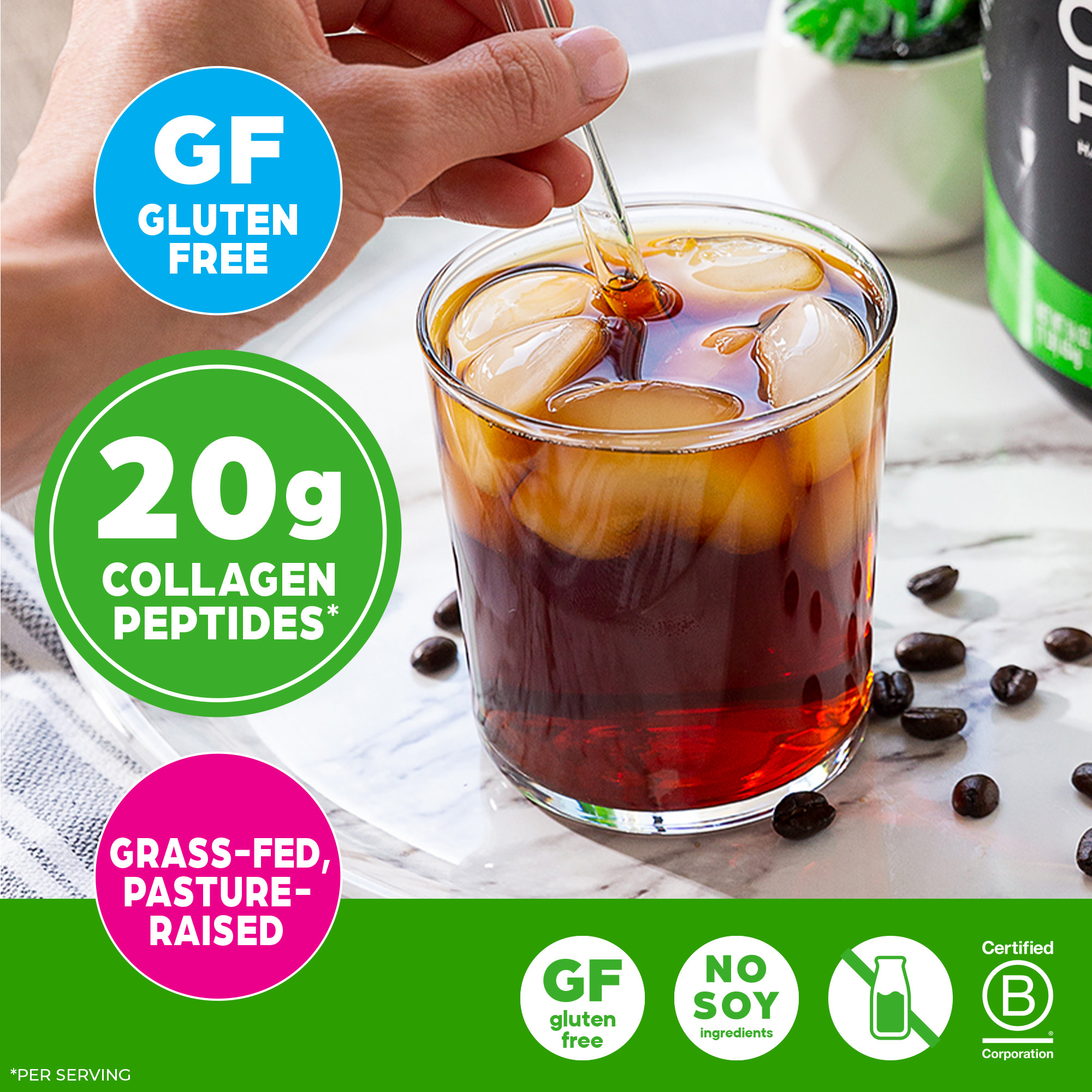 Orgain Péptidos de Colágeno Hidrolizado Grass Fed 20g en Polvo, Sin Sabor, 1 lb 4