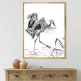 thumbnail image 2 of Designart 'Monochrome Japanese Oriental Crane Bird' Traditional Framed Canvas Wall Art Print, 2 of 5