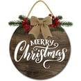 thumbnail image 1 of Eveokoki 11" Merry Sign Christmas Decoration Wooden Christmas Wreaths for Front Door Christmas Decor for Home Wall Farmhouse Holiday Outdoor Indoor, 1 of 5