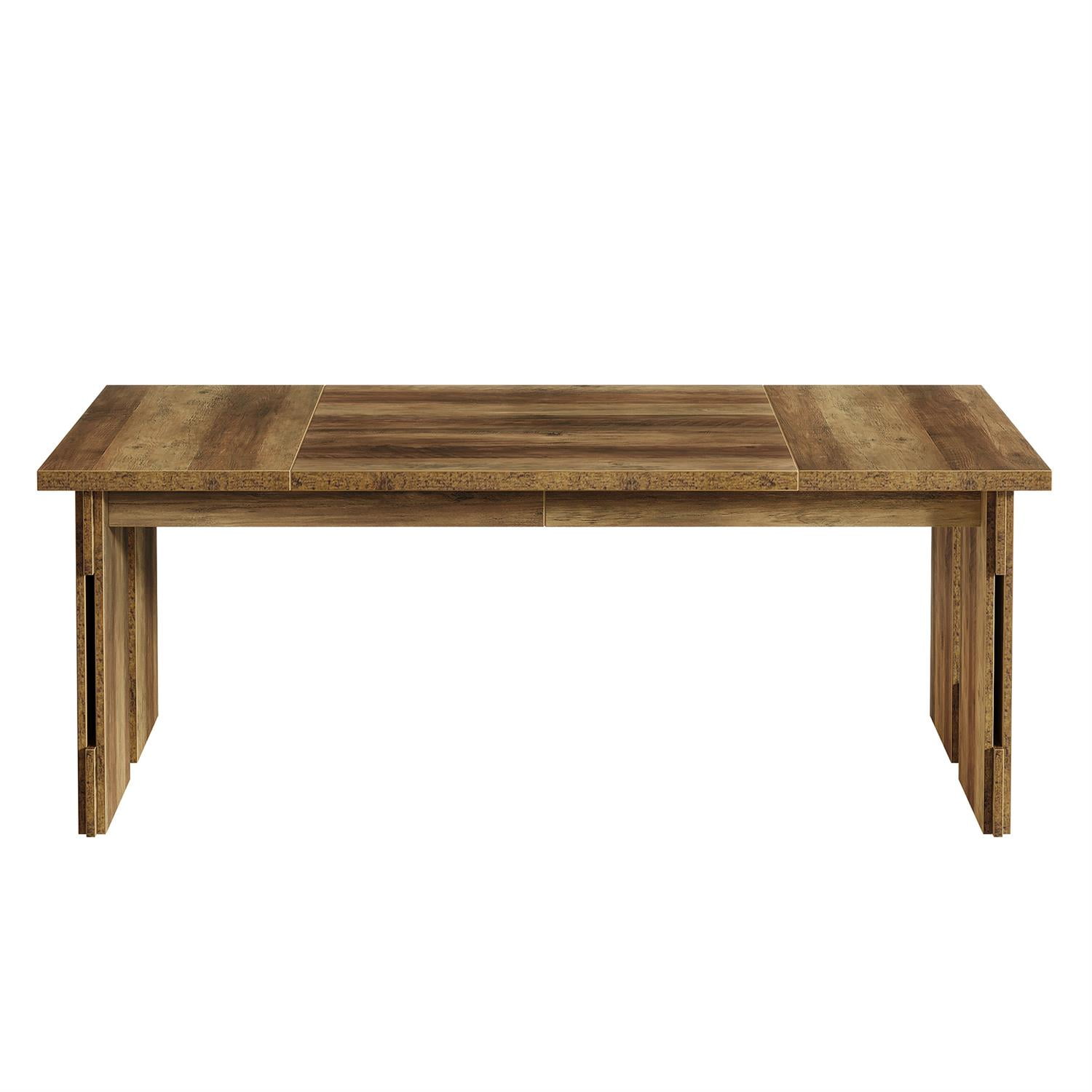 Demi Bonn 62" Rustic Wooden Dining Table for Home & Family Gatherings, Sturdy & Spacious, Extendable Size, Brown