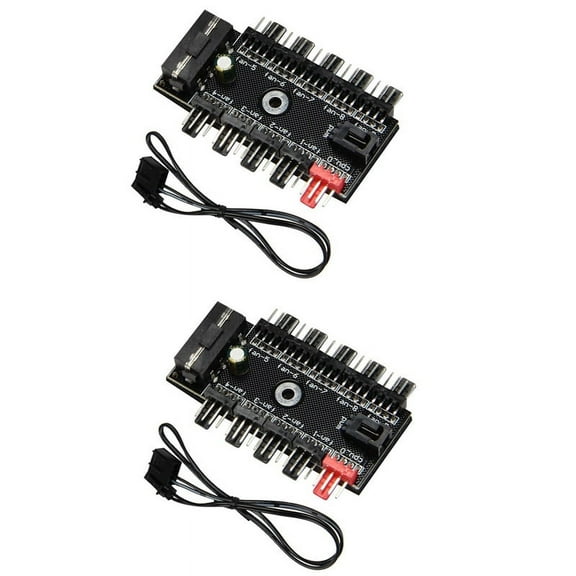 2X 10 Port PC Chassis Fan Hub CPU Cooling HUB 12V 4 Pin Fan PWM Hub Molex Controller