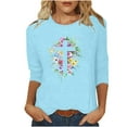 thumbnail image 1 of Blouse pour Femmes T-shirt Imprimé Manches 3/4 Blouse Col Rond Hauts Décontractés, 1 of 1