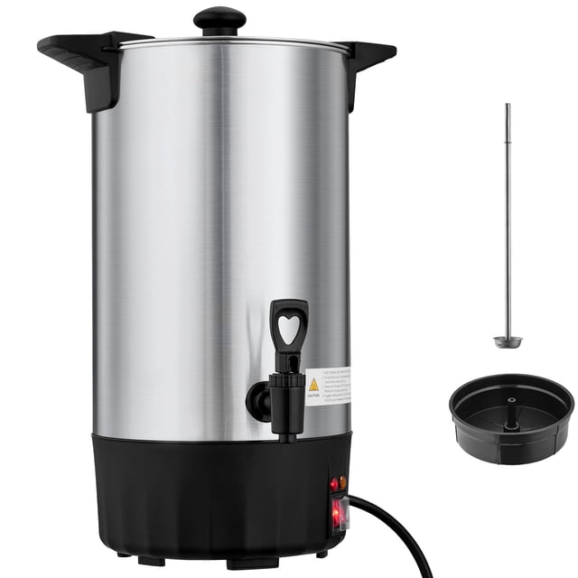 KFFKFF Commercial Coffee Urn, 60 Cup 9 L Hot Beverage Dispenser with Dripless Faucet, Quick-Brewing Stainless Steel Large Commercial Coffee Maker