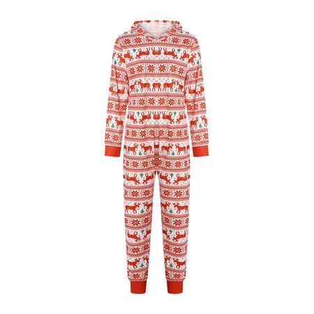 

Pybcvrrd Matching Family Christmas Pajamas Long Sleeve Zip Up Hooded Jumpsuit