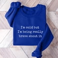 thumbnail image 3 of GZWYHT Women's I'M Cold Graphic Sweatshirt Oversized Sweatshirt Plain Crewneck Sweatshirts Mother Sweatshirt Loose Casual Long Sleeve Pullover Fall Winter Tops Blue 3XL, 3 of 6