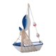 thumbnail image 3 of Mini modelo de velero decorativo de temática playera, pequeño barco de estilo mediterráneo de madera Pez, 3 of 9