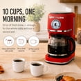 thumbnail image 4 of Nostalgia Retro Coffee Maker, 10-Cup One Button Brewing Classic Coffee Machine with Reusable Filter, Red, 4 of 9