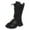 z15-Black, variant on CAIXIA Girls Lace Up Riding Boots Mid Calf Combat Boots Pu Leather Side Zipper Punk Goth Boot Fall Boots