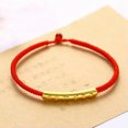 thumbnail image 3 of K-KED Fine Real 24K Yellow Gold Bracelet 3D Six-word Motto Bead Cord Weave Bracelet-Red String-18cm/7.08inch, 3 of 8