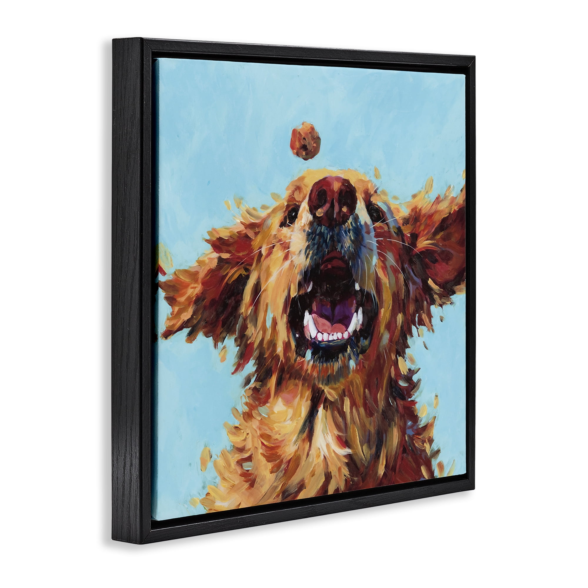 Stupell Industries Treato Loyal Dog Black Framed Floater Canvas Wall Art, design by Studio Bautista