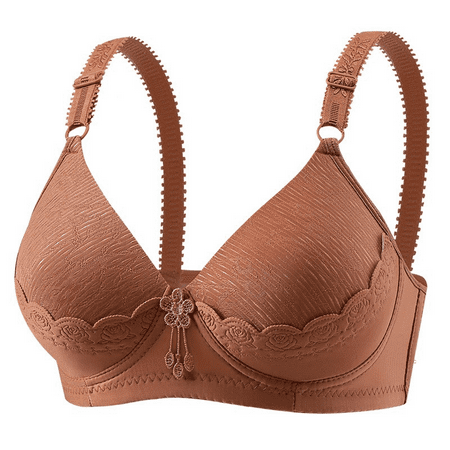 Fulorrnie Bras for Women Lift Wirefree Comfort Support Balconette Standard Straps Bra Coffee 42
