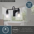 thumbnail image 6 of Northbrook 2-Light 16 in. Wide Matte Black Traditional Bathroom Vanity Lighting Fixture, Clear Seeded Cylinder Glass Shade, Dimmable, LED Compatible, Over the Mirror Mounted Steel Wall Sconce, 6 of 11