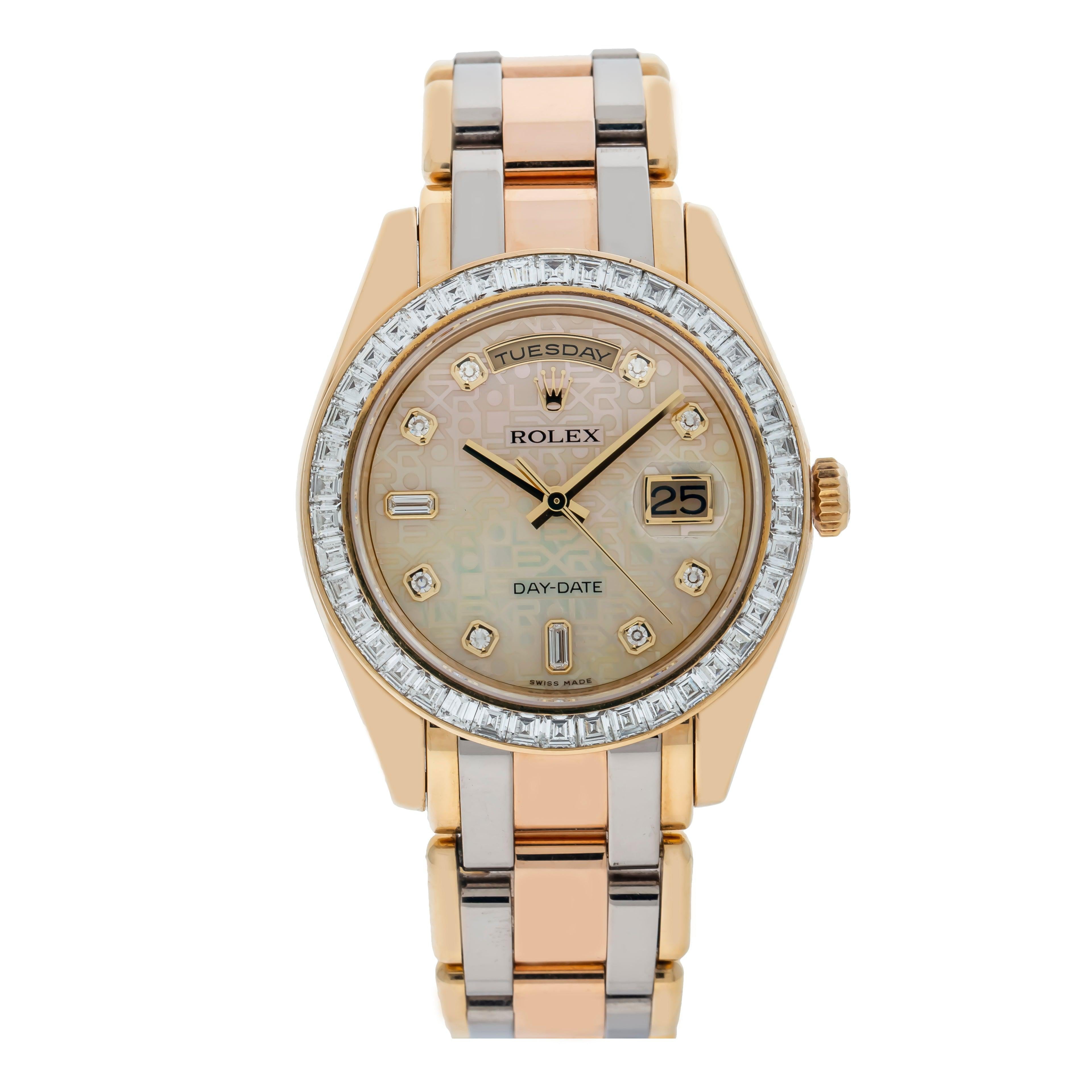 Pre-Owned Rolex Day-Date Special Edition Tridor Masterpiece 18948 39MM Champagne Diamond Dial