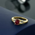 thumbnail image 4 of 18K Yellow Gold Plated Silver Red Rhodolite Garnet and White Lab Grown Diamond 3 Stone Engagement Ring for Women | 1.43 Cttw | Oval 8X6MM | Round 2MM | Gemstone January Birthstone | Size 7, 4 of 4