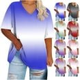 thumbnail image 1 of Ashirexll Hauts pour Femmes Tendance, Chemise de Base Imprimée à Manches Courtes et Col en V pour Femmes Grande Taille, 1 of 4