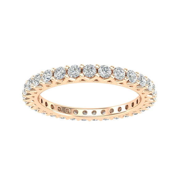 1.00 Carat TW Women's Natural Diamond Eternity Rings in 10k Rose Gold (G-H Color, I1-I2 Clarity)