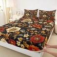 thumbnail image 3 of Manfei Exotic Style 4 Pieces Queen Sheet Sets for Teens Adults,Chic Floral Flowers Ultra Soft Flat Sheet,Vintage Aesthetics Queen Fitted Sheet,Ultra Soft Home Decor, 3 of 7