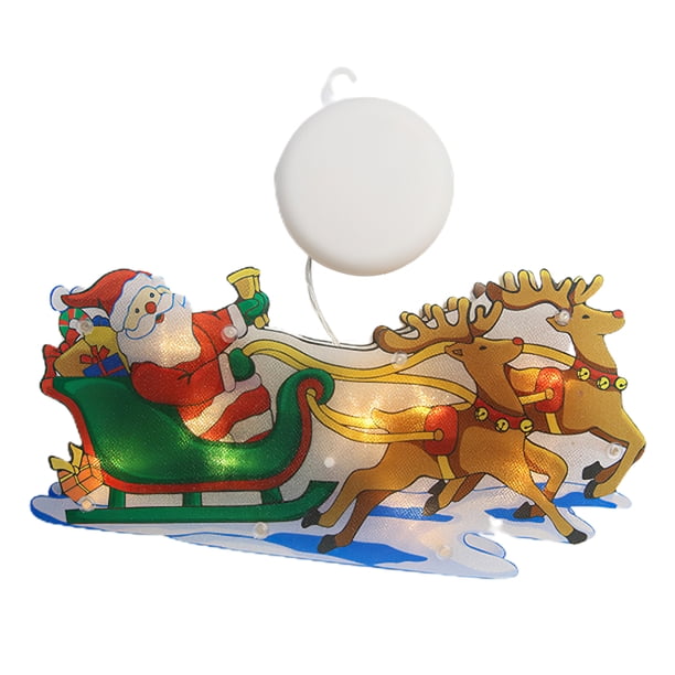 Lámpara De Modelado De Navidad Papá Noel Árbol De Navidad Muñeco De Nieve Alimentado Por Batería Con Ventosa Decoración Lámpara Colgante Luz De Marquesina Para Navidad Fiesta En Casa Ventana sonducket HA026361-05