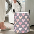 thumbnail image 4 of DouZhe Paniers à Linge Imperméables Pliables Grands, Cœurs Mignons Imprimés Roses de la Saint-Valentin Panier Circulaire avec Poignées, 4 of 6