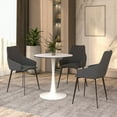 thumbnail image 2 of LeisureMod Bristol 27" Round Dining Table with MDF Wood Top and White Steel Pedestal Base for Kitchen and Living Room in Marbled White, 2 of 10