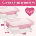 thumbnail image 6 of Paris Hilton 2-Piece Glass Leak-Proof Food Storage Containers, 4.3 Cup Capacity, Pink, 6 of 7