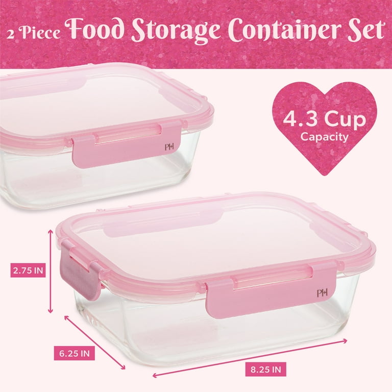 Paris Hilton 2-Piece Glass Food Storage Containers Pink photo 6