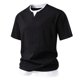 thumbnail image 1 of Camisas Elvqul de Hombre Negro Economicas Liso Manga Corta Cuello Redondo Algodón, 1 of 4