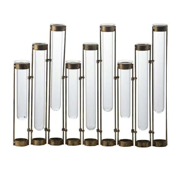 A&B Home Saggered Glass Vial Flower Vase 18x2x14