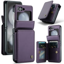 Dteck Case for Samsung Galaxy Z Flip 7,Magnetic PU Leather Card Slots Wallet Case with RFID Blocking Shockproof Protective Phone Cover for Women Men,Purple