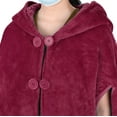 thumbnail image 4 of Catalonia Women's Poncho Cape, Sherpa Fleece Cloak Coat, Snuggly Hooded Wearable Blanket, Gift Idea for Adults and Teen Girls, Wine, 4 of 7