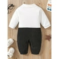 thumbnail image 6 of WIBACKER 0-24M Newborn Baby Boys Gentleman Romper Infant Cotton One Piece Long Sleeve Bowtie Outfit Formal Wear Tuxedo Suit, 6 of 11