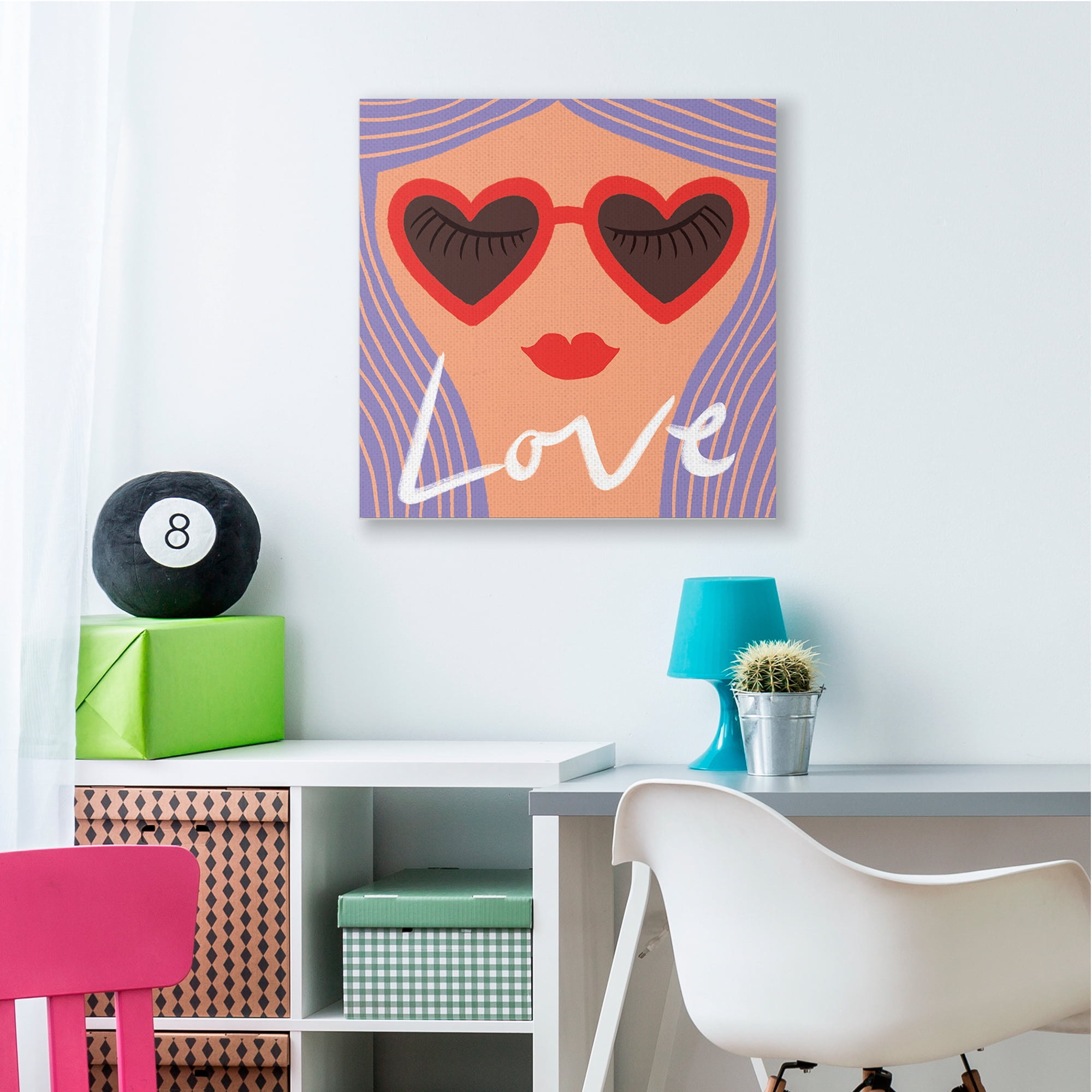 Stupell Industries Glam Pop Portrait Purple Hair Cartoon Female Canvas Wall Art, 36 x 36, Design by Hannah Steele